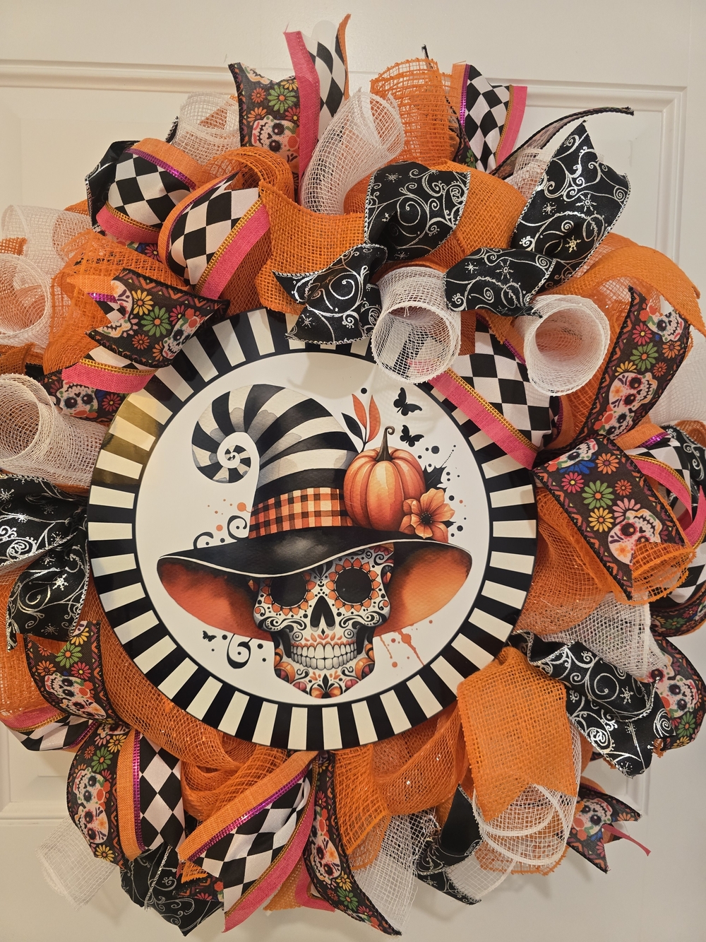 Halloween Sugar Skull Wreath - Día de los Muertos